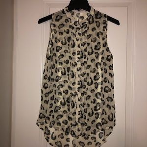 Lush Cheetah Print Sheer Button Down Tank Top